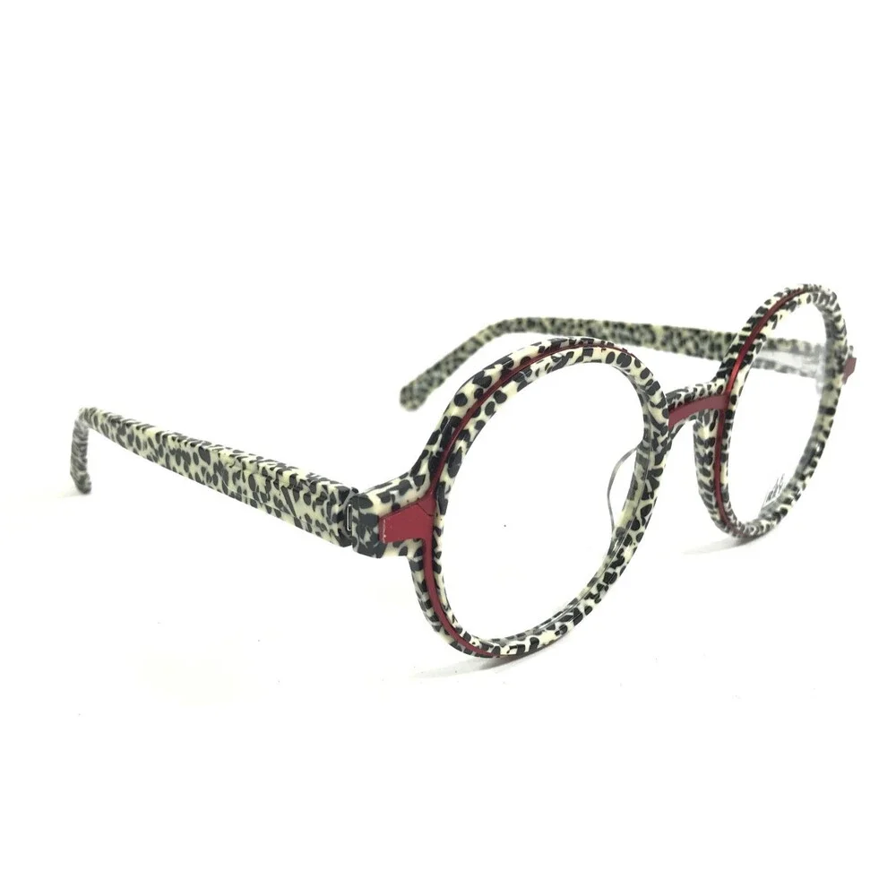 J.F. Rey Eyeglasses Frames JF1342 9138 Black White Cow Print Polka Dot 51-22-140